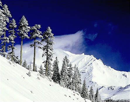 Mount Shasta in winter, California
